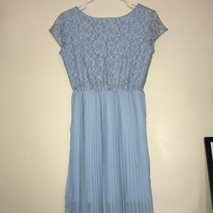 Light blue lace dress with pleats